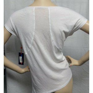 "TOMMY HILFIGER" WHITE OVERSIZED MESH BACK SPORT TEE TOP SIZE:M NWT